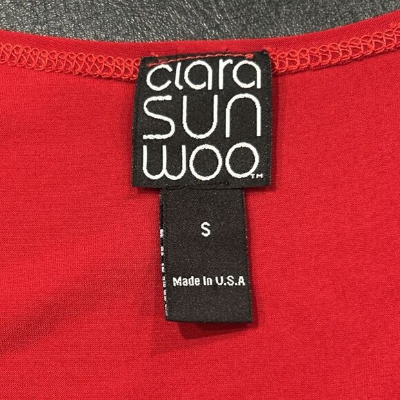 Clara Sun Woo Dress Womens Small Red Stretch Drape Neck Sleeveless Holiday USA - Picture 2 of 6